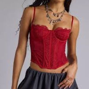 Elegant Red Lace Bustier